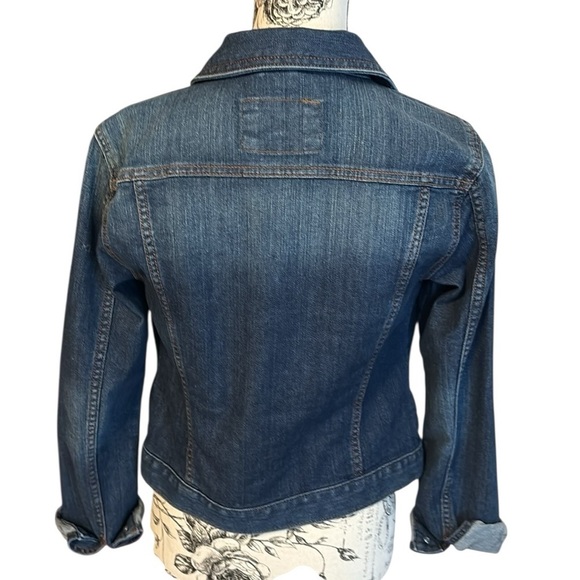 LOFT Jean Jacket Cropped Tailored Medium Wash Blue Size XS - Picture 2 of 5